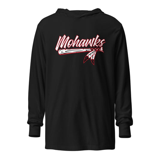 Performance | Hooded Long Sleeve T Shirt | Mohawks Baseball 8u | Emblem Logo