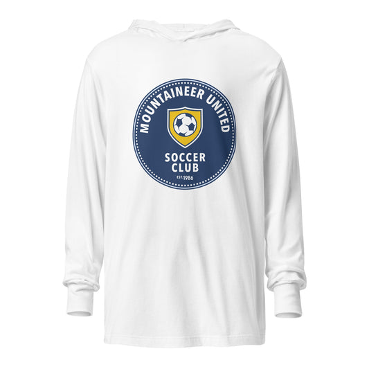 Performance | Hooded Long Sleeve T Shirt | Mountaineer United Soccer Club | Badge Logo
