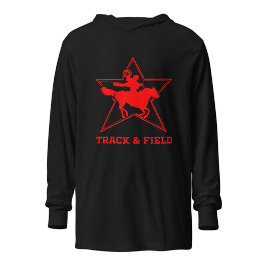 Performance | Hooded Long Sleeve T Shirt | North Lake Track and Field | Cowboy T&F Logo