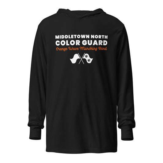 Performance | Hooded Long Sleeve T Shirt | Orange Wave Marching Band | Modern Script Logo