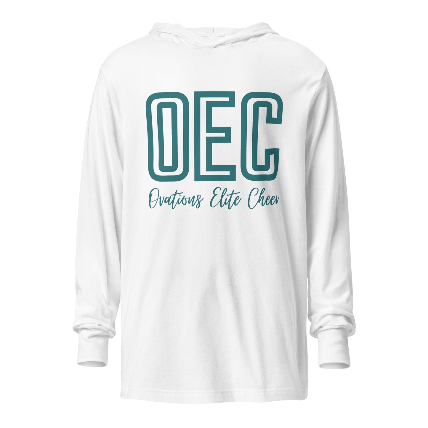 Performance | Hooded Long Sleeve T Shirt | Ovations Elite Cheer | Script Logo
