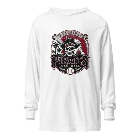 Performance | Hooded Long Sleeve T Shirt | Port City Pirates | Emblem Logo