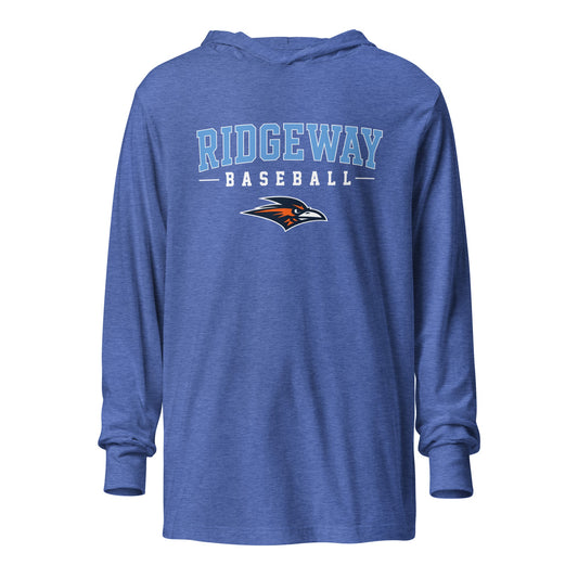 Performance | Hooded Long Sleeve T Shirt | Ridgeway High School Baseball | Athletics Logo