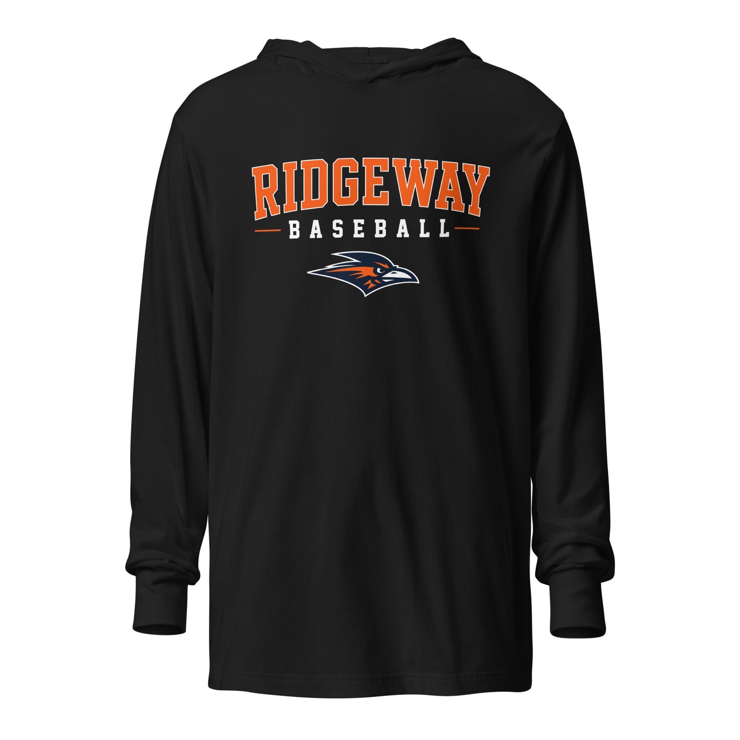 Performance | Hooded Long Sleeve T Shirt | Ridgeway High School Baseball | Emblem Logo