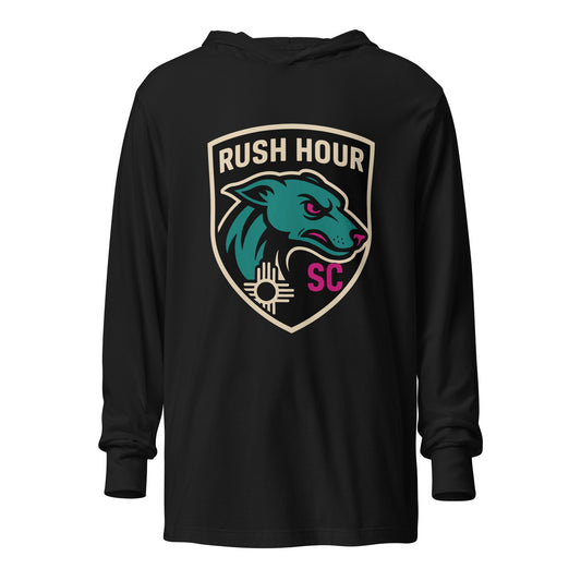 Performance | Hooded Long Sleeve T Shirt | Rush Hour | Badge Logo