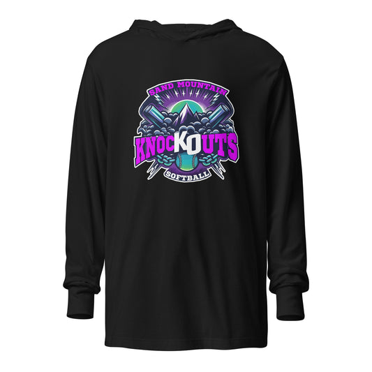 Performance | Hooded Long Sleeve T Shirt | Sand Mountain Knockouts | Ball & Bat Logo