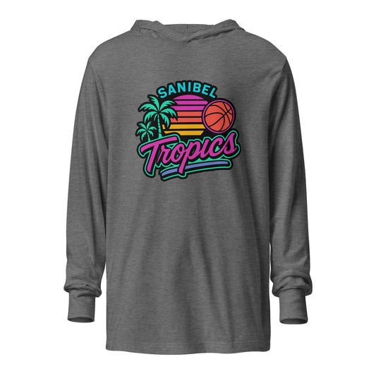 Performance | Hooded Long Sleeve T Shirt | Sanibel Tropics | Coastal Clash Logo