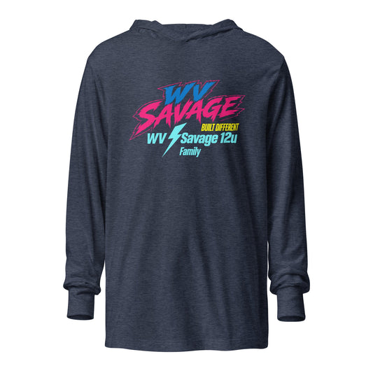 Performance | Hooded Long Sleeve T Shirt | Savage | Modern Text Logo