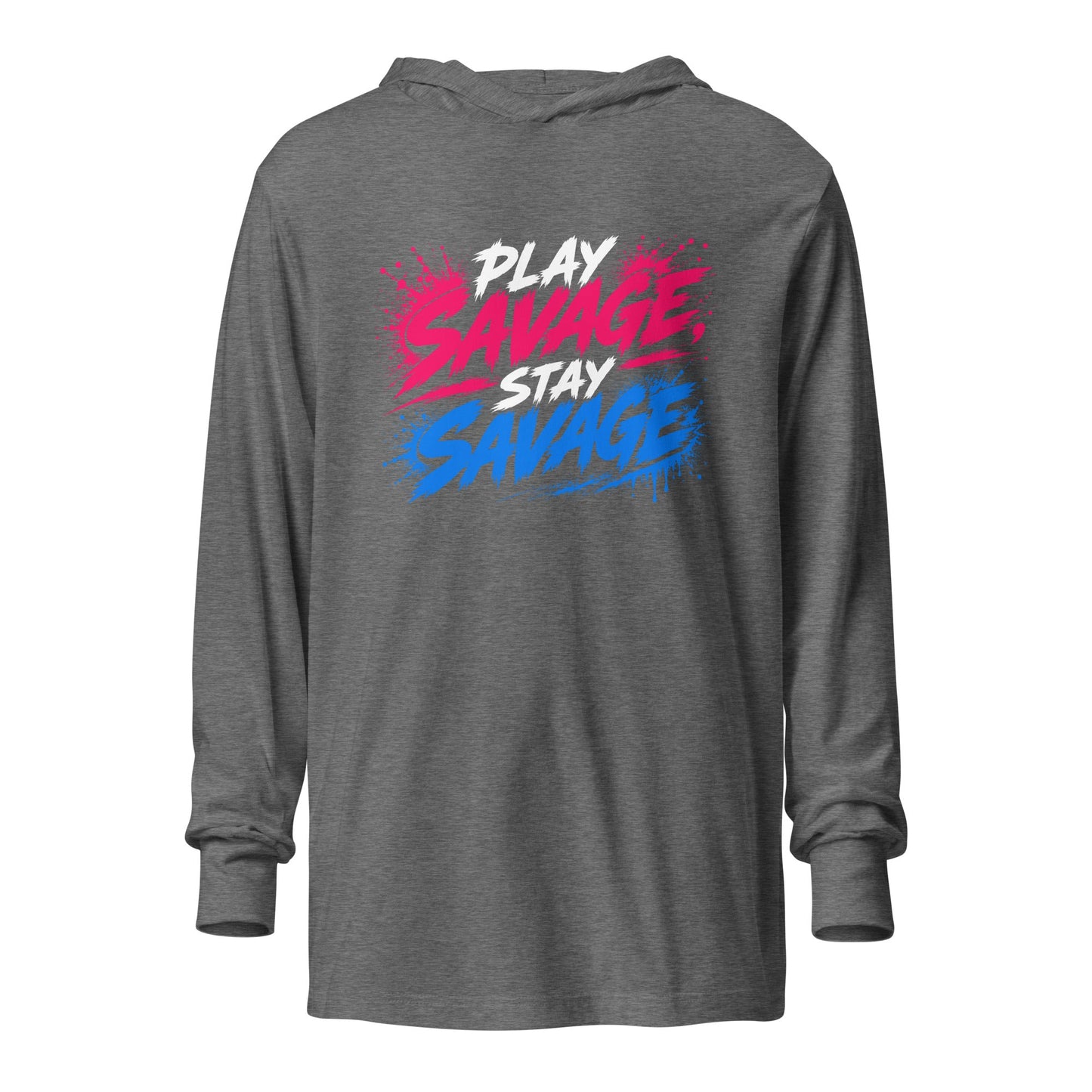 Performance | Hooded Long Sleeve T Shirt | Savage Softball | Play Stay Logo