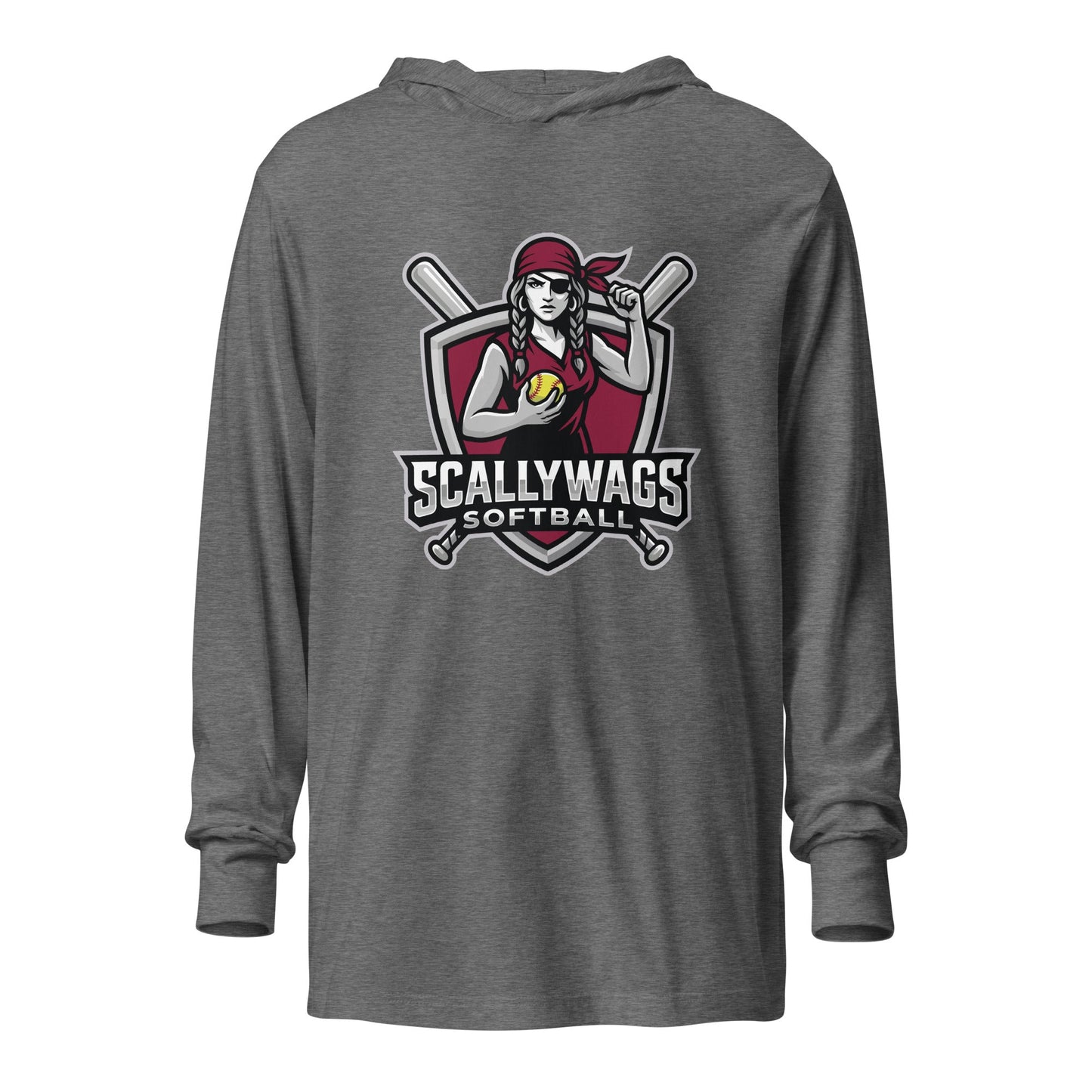 Performance | Hooded Long Sleeve T Shirt | Scallywags Softball | Crest Logo