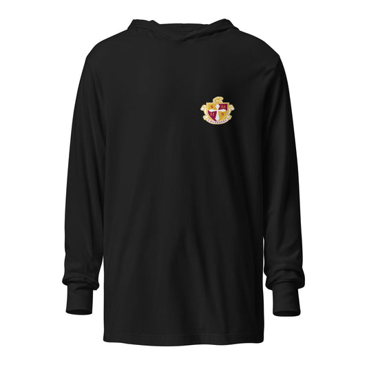 Performance | Hooded Long Sleeve T Shirt | Scecina High School Track and Field | Crest Logo