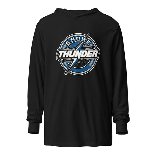 Performance | Hooded Long Sleeve T Shirt | Shore Thunder LLC | Badge Logo
