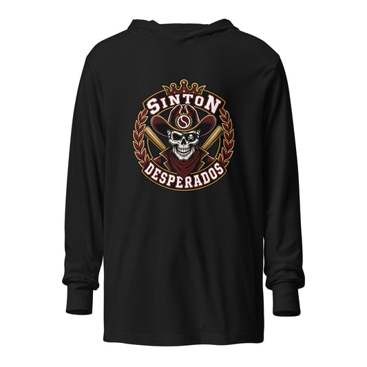 Performance | Hooded Long Sleeve T Shirt | Sinton Desperados Baseball | Ridge Varsity Logo