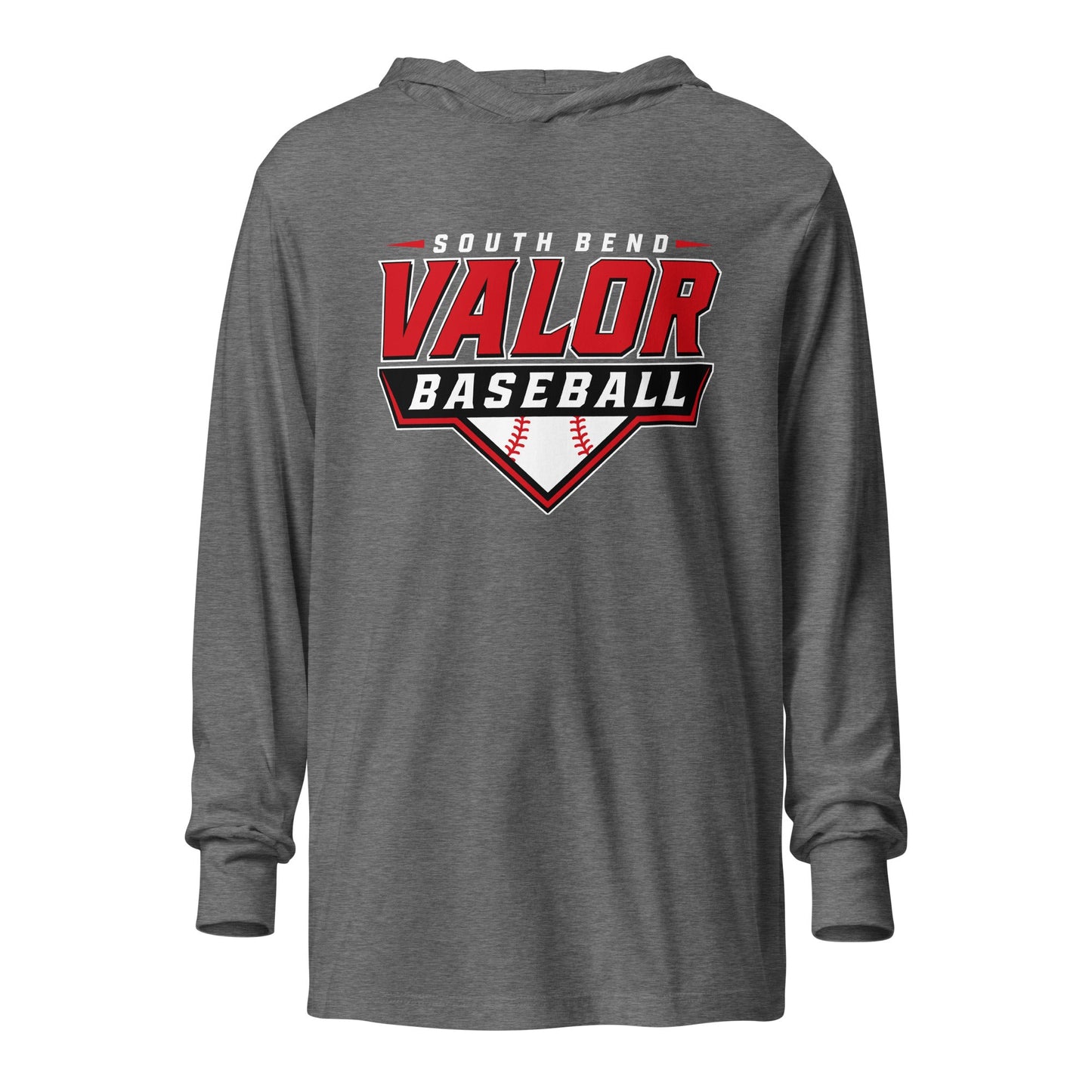Performance | Hooded Long Sleeve T Shirt | South Bend Valor Baseball | Vanguard Logo