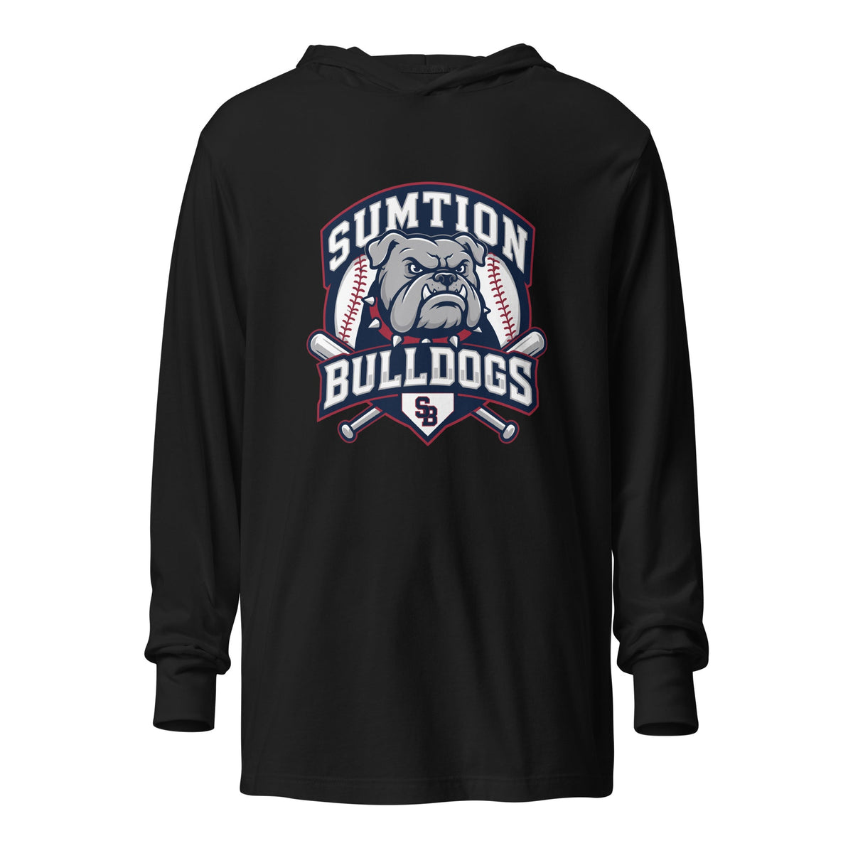 Performance | Hooded Long Sleeve T Shirt | Sumtion bulldogs | Emblem Logo