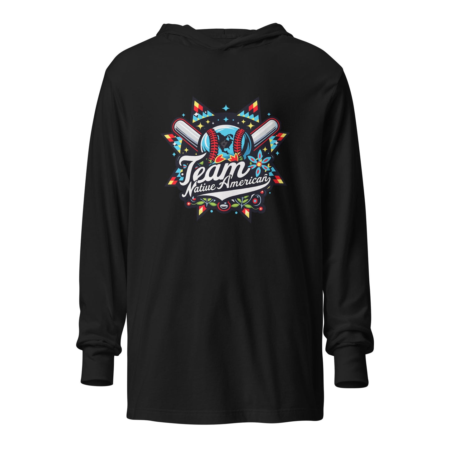 Performance | Hooded Long Sleeve T Shirt | Team Native American | Tribal Emblem Logo
