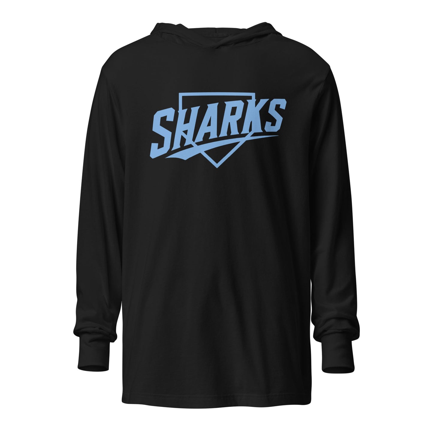 Performance | Hooded Long Sleeve T Shirt | The Sharks Baseball Team | Crest Logo