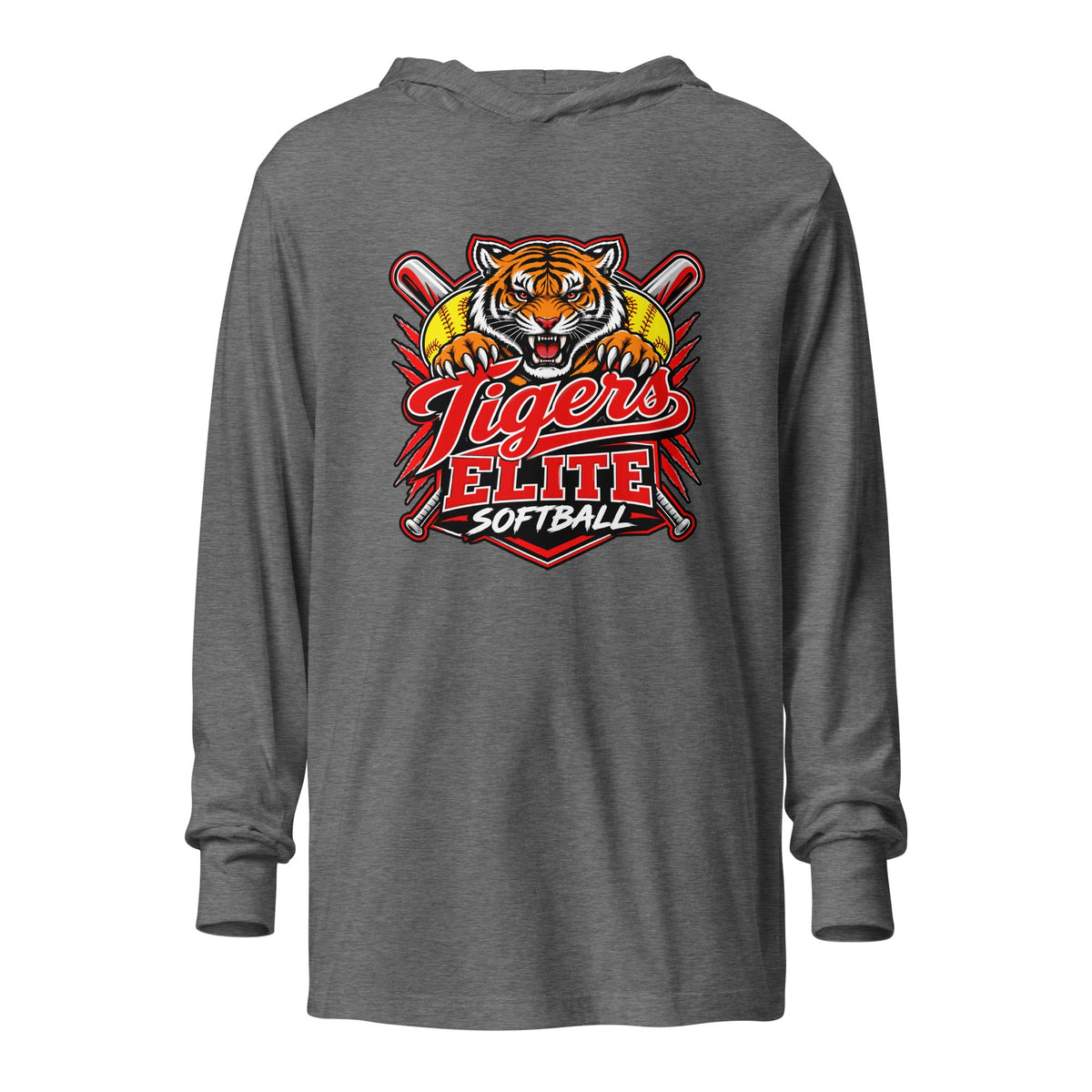 Performance | Hooded Long Sleeve T Shirt | Tigers Elite Softball | Emblem Logo