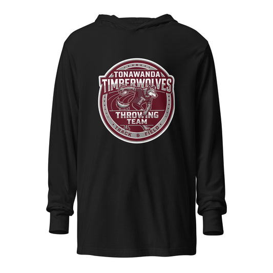 Performance | Hooded Long Sleeve T Shirt | Tonawanda High School Track and Field | Throwing Team Logo