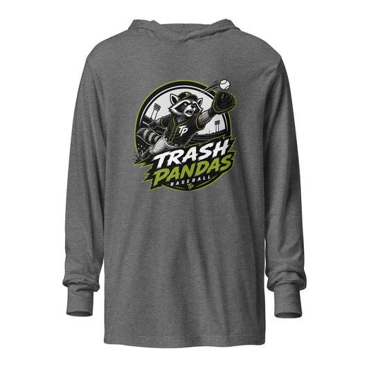 Performance | Hooded Long Sleeve T Shirt | Trash Pandas Baseball Organization | Emblem Logo