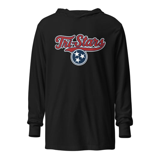 Performance | Hooded Long Sleeve T Shirt | Tri - Stars | 3 Stars Logo