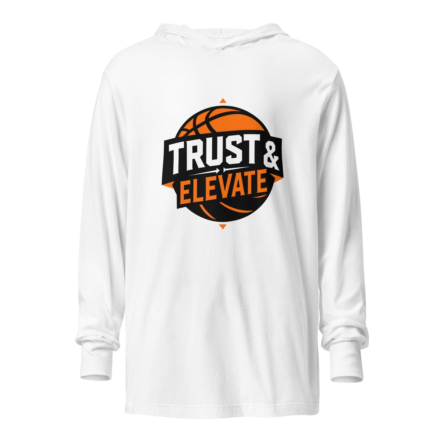 Performance | Hooded Long Sleeve T Shirt | Trust & Elevate | Athletic Logo