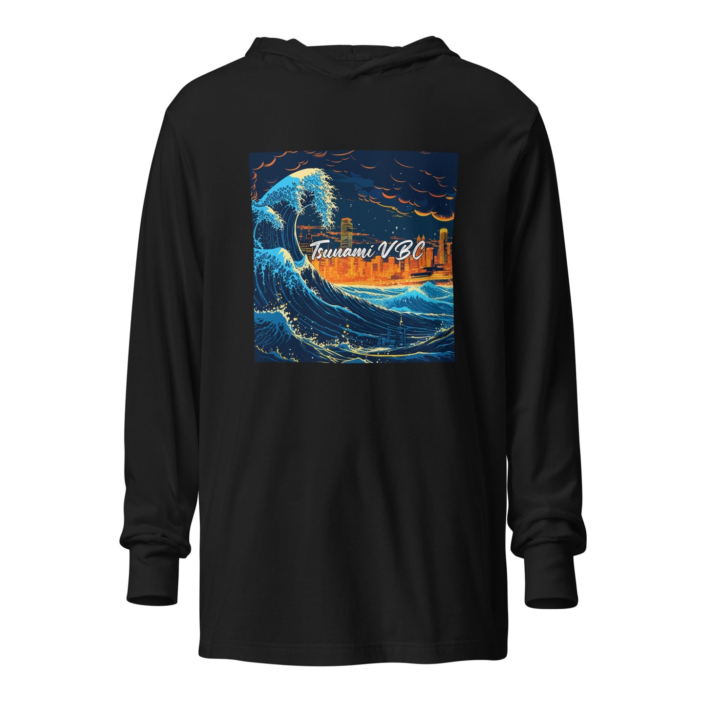 Performance | Hooded Long Sleeve T Shirt | Tsunami Volleyball Club | Glow Tide Athletics Logo
