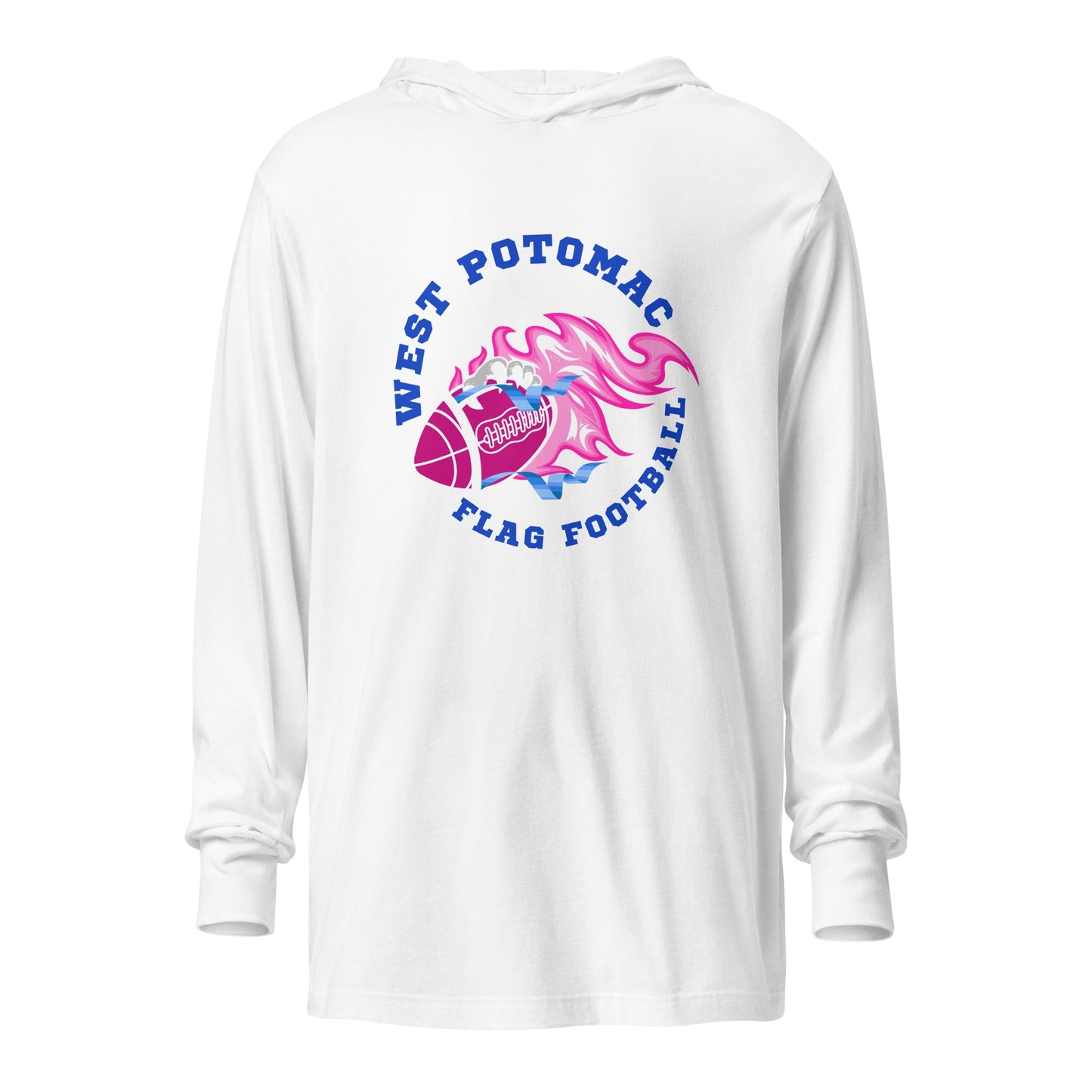 Performance | Hooded Long Sleeve T Shirt | West Potomac Flag Football | Crest Logo