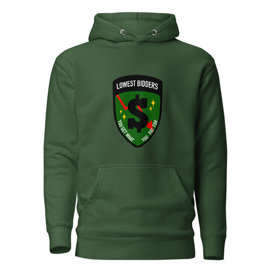 Performance | Hoodie | The Lowest Bidders | Emblem Logo