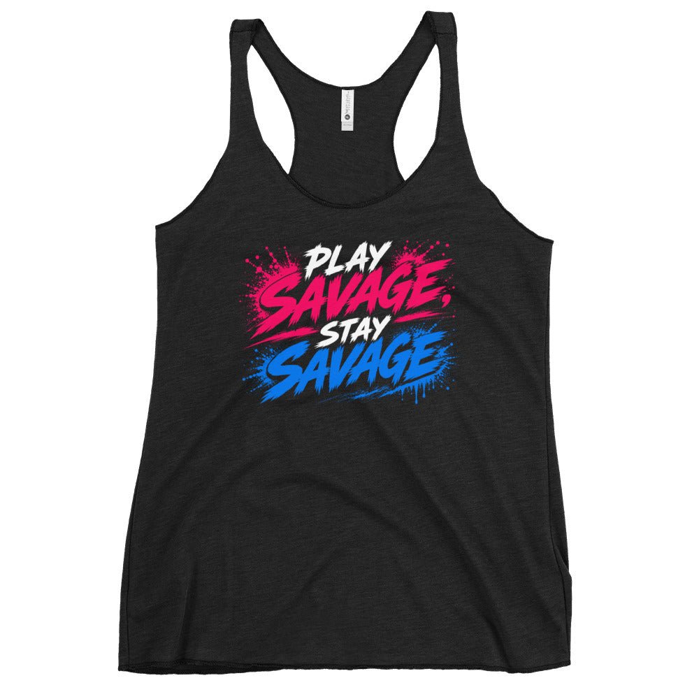Performance | Thin Racerback Tank Top | Savage Softball | Play Stay Logo