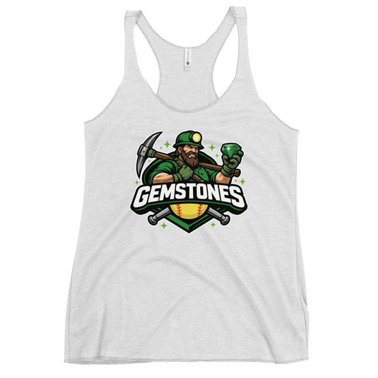 Performance | Thin Racerback Tank Top | Silver Valley Gemstones | Emerald Valley Logo