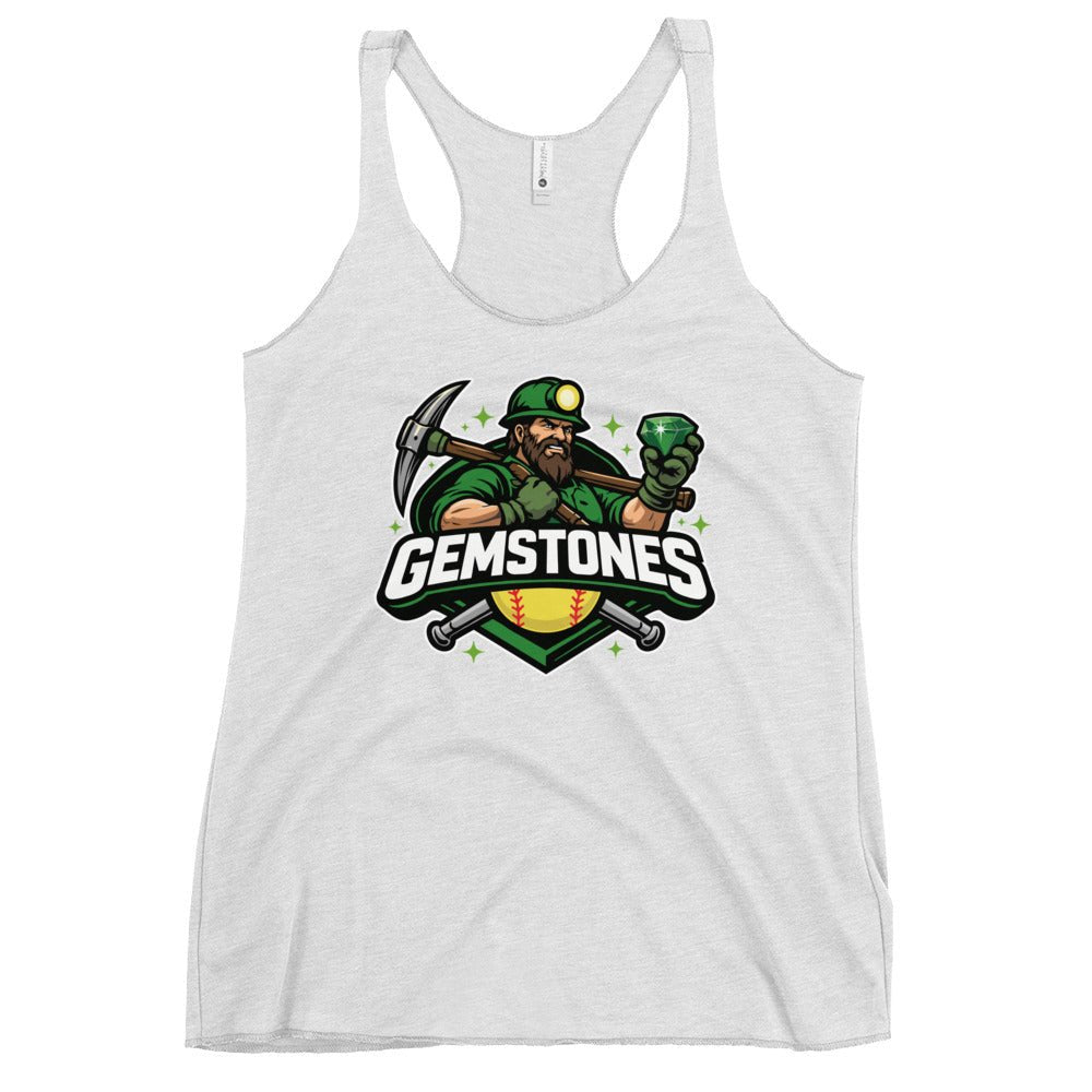 Performance | Thin Racerback Tank Top | Silver Valley Gemstones | Emerald Valley Logo