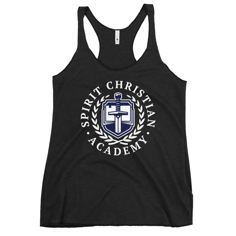 Performance | Thin Racerback Tank Top | Spirit Christian Academy | White Script Logo