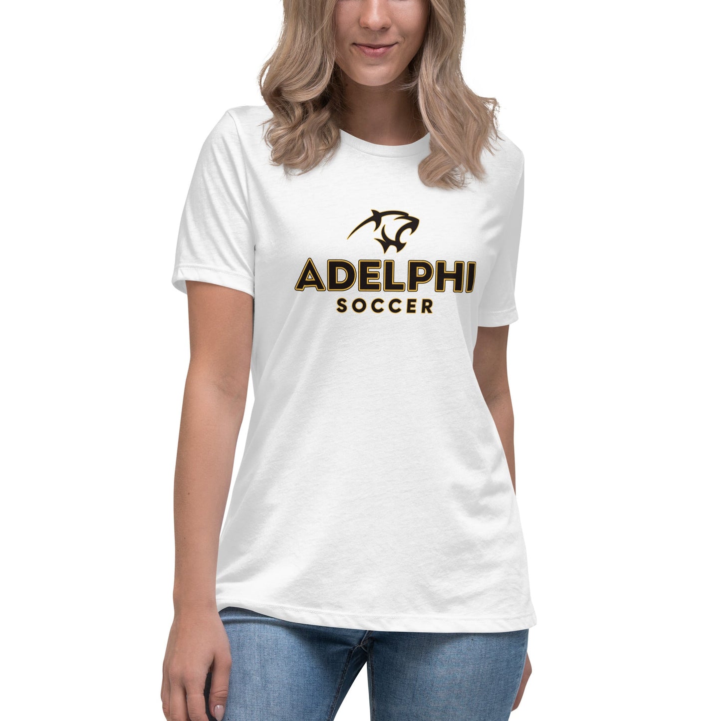 Performance | Women's Relaxed T Shirt | Adelphi Womens Soccer | Vanguard Mark Logo