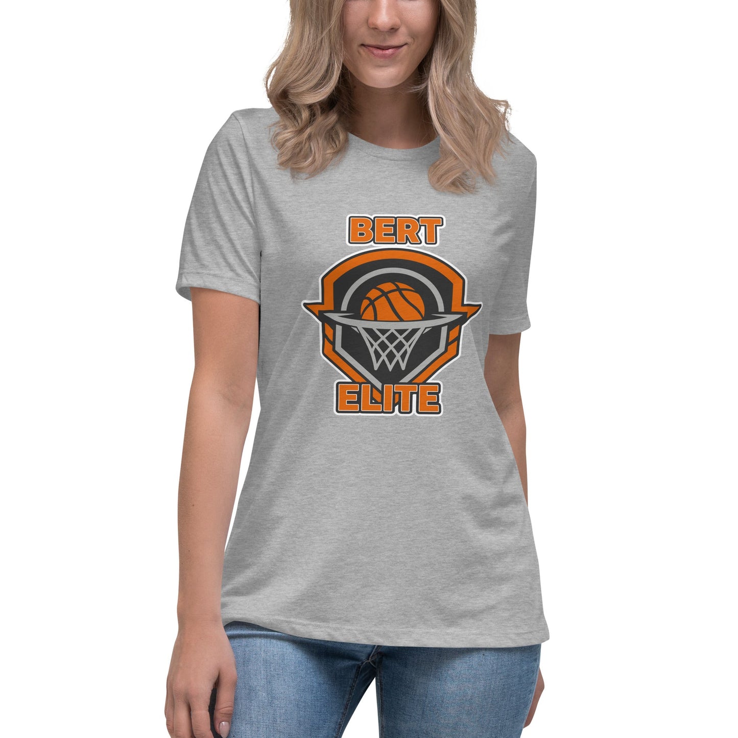 Performance | Women's Relaxed T Shirt | Bert Elite AAU | Hoop Badge Logo