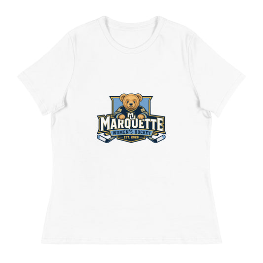 Performance | Women's Relaxed T Shirt | Marquette University Women's Hockey | Bear Athletics Logo