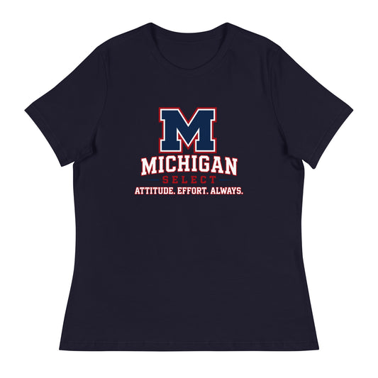 Performance | Women's Relaxed T Shirt | Michigan Select Baseball | Crest Logo