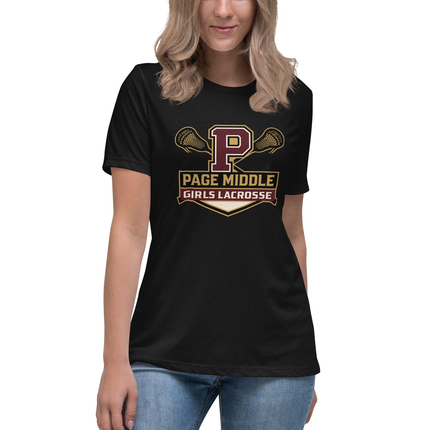 Performance | Women's Relaxed T Shirt | Page Middle Girls Lacrosse | Block P Logo