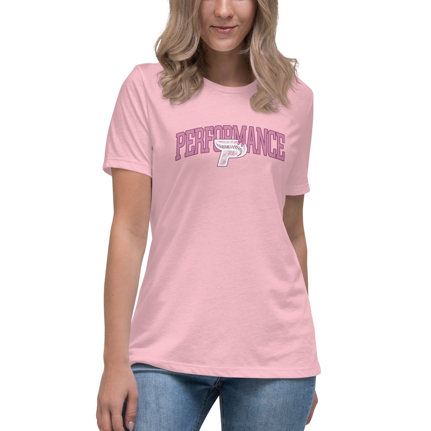 Performance | Women's Relaxed T Shirt | Performance Baseball | Varsity Mark Logo