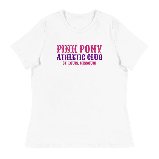 Performance | Women's Relaxed T Shirt | Pink Pony Athletic Club | Athletic Wordmark Logo
