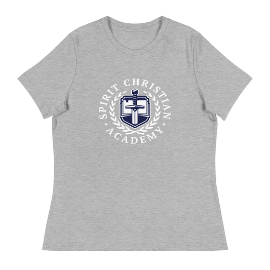 Performance | Women's Relaxed T Shirt | Spirit Christian Academy | White Script Logo