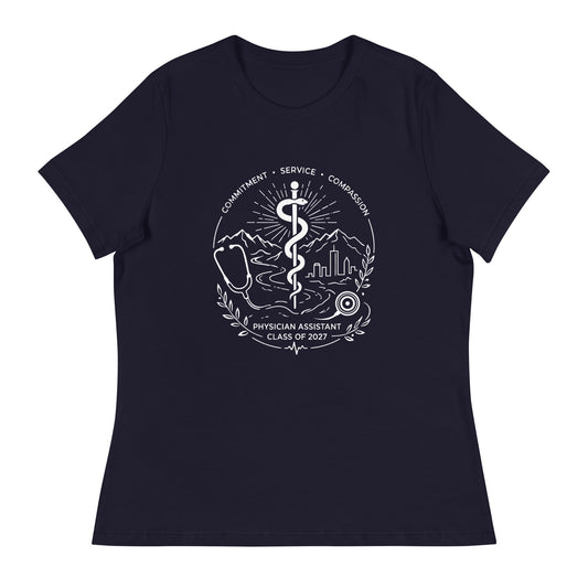 Performance | Women's Relaxed T Shirt | Trine PA program | Crest Logo