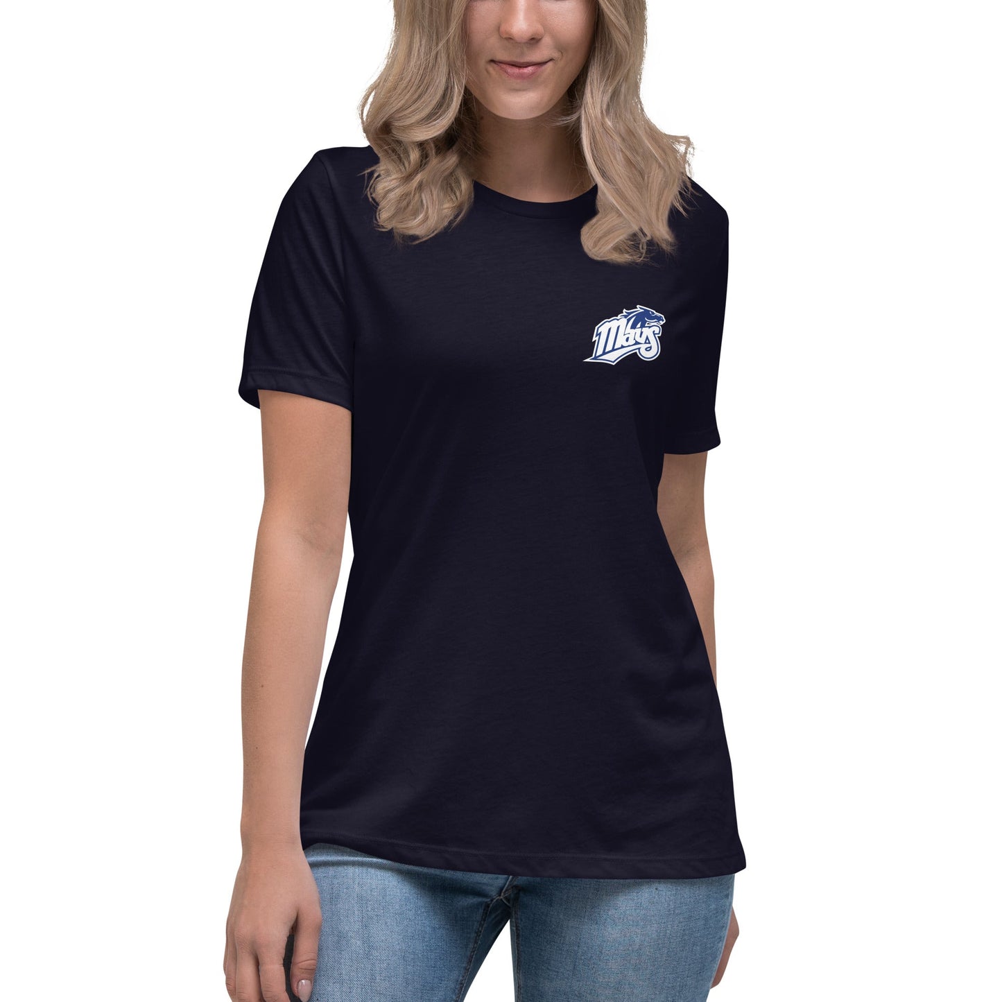 Performance | Women's Relaxed T Shirt | Upper Makefield Youth Baseball & Softball League | Blue Mavs Logo
