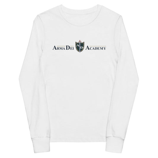 Performance | Youth Long Sleeve T-Shirt | Arma Dei Academy | Text Shield Logo