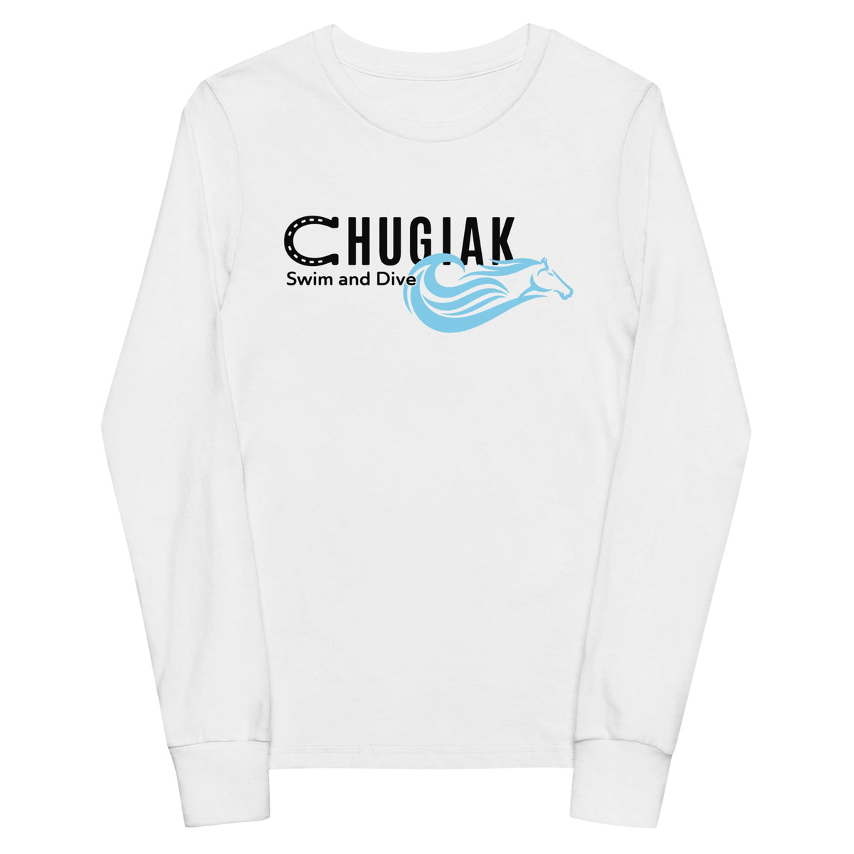 Performance | Youth Long Sleeve T-Shirt | Chugiak Mustang Swim & Dive | Crest Logo