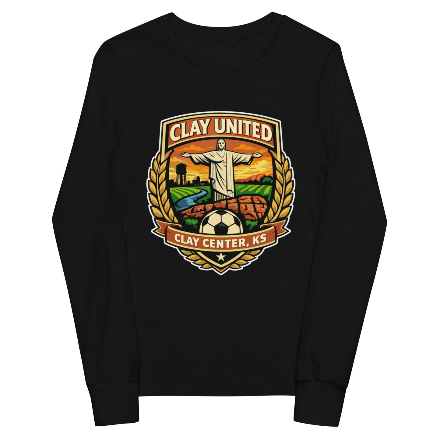 Performance | Youth Long Sleeve T-Shirt | Clay United | Crest Logo