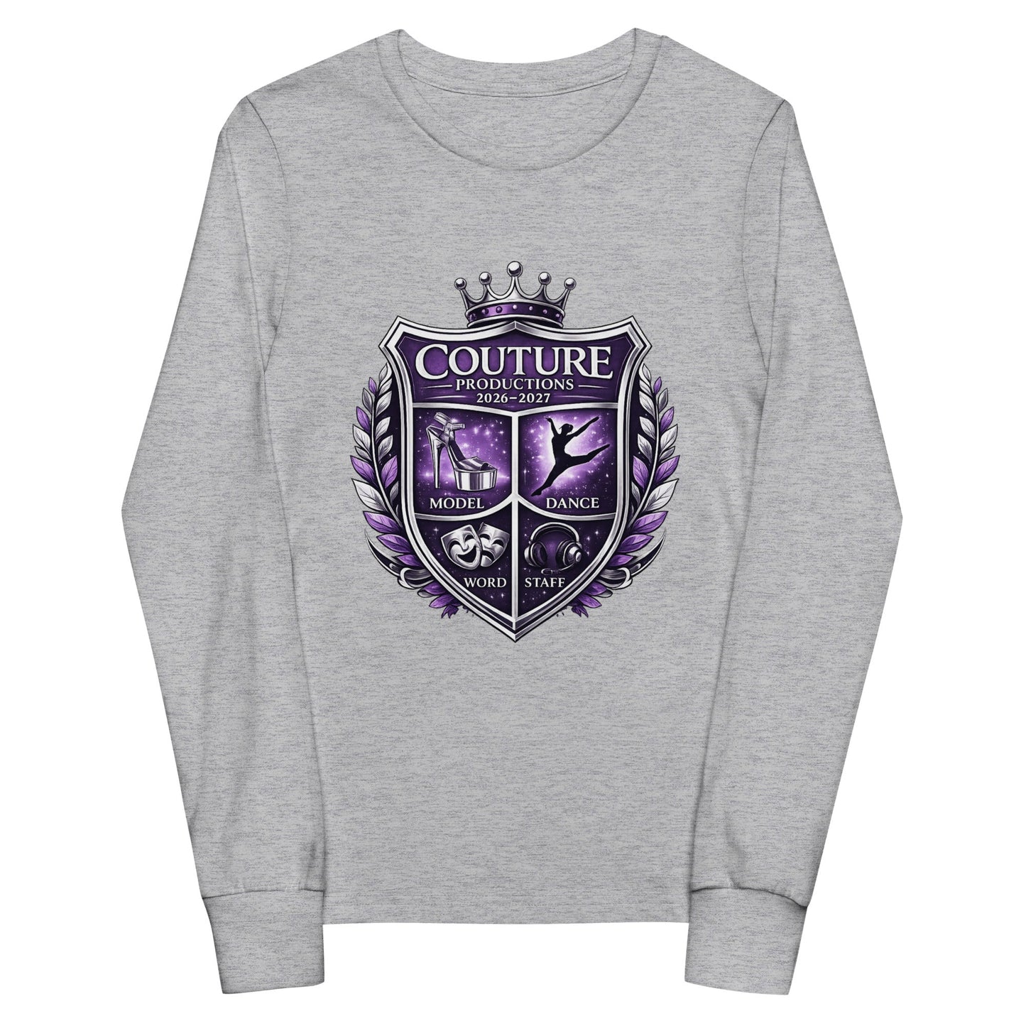 Performance | Youth Long Sleeve T-Shirt | Couture Productions | Couture Shield Logo