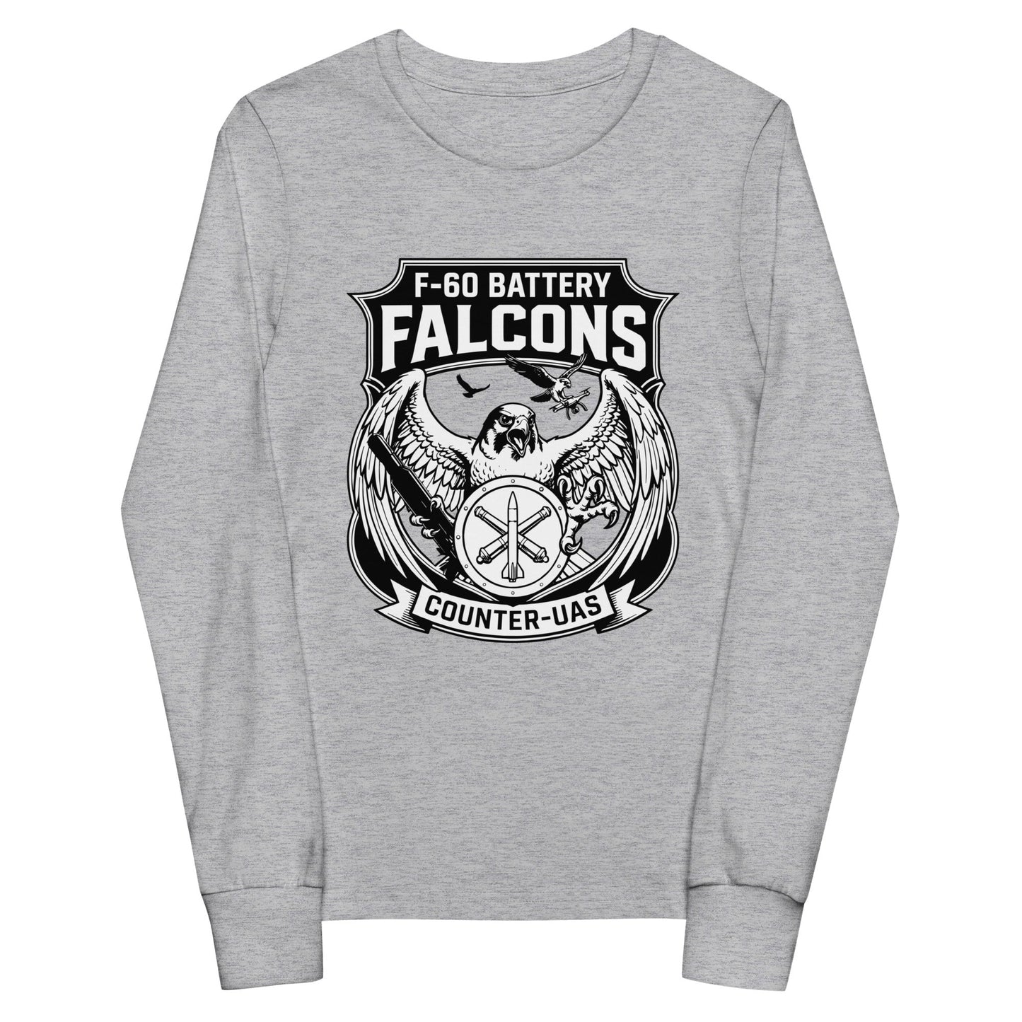Performance | Youth Long Sleeve T-Shirt | F - 60th ADA | Falcon Shield Logo
