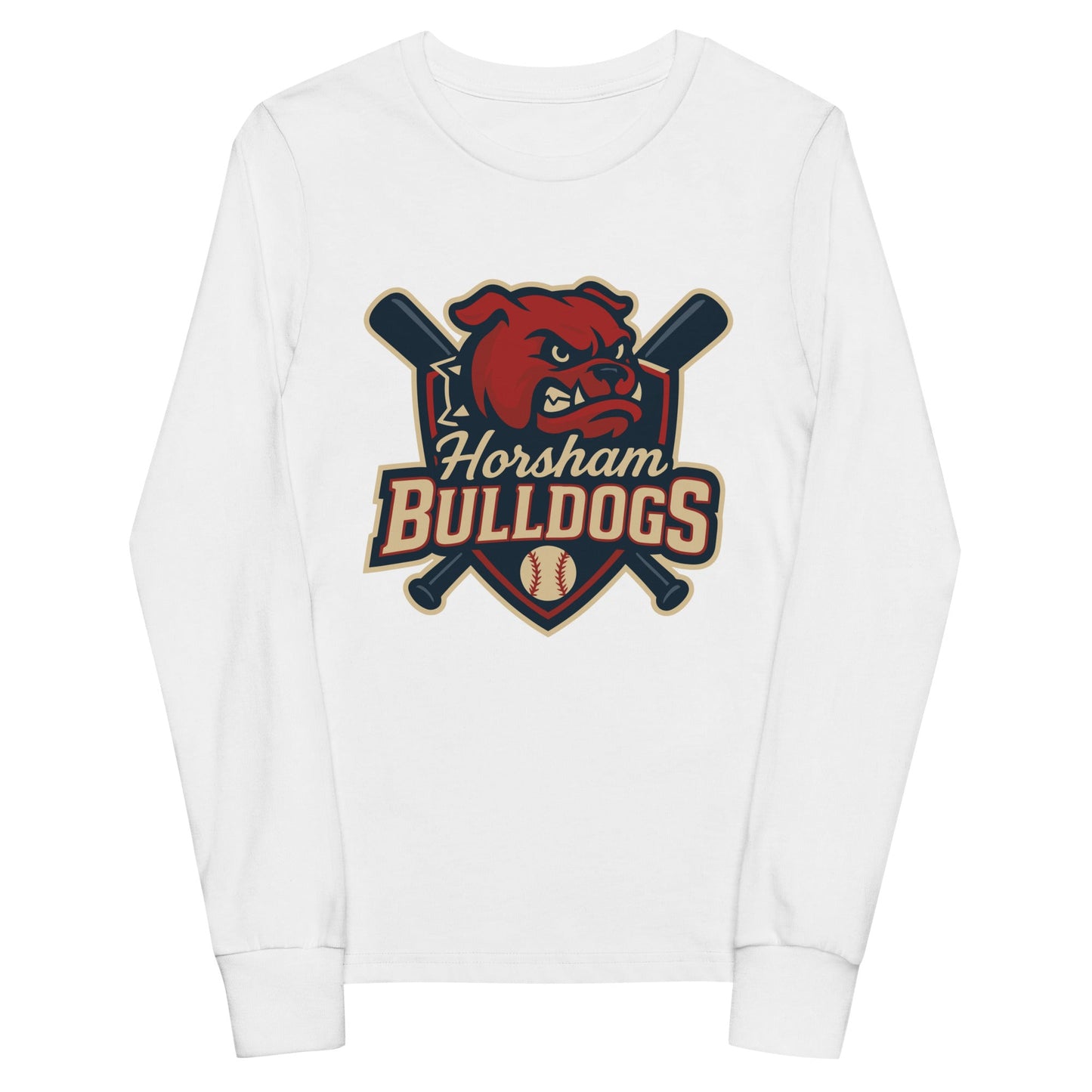 Performance | Youth Long Sleeve T-Shirt | Horsham Travel Baseball | Bulldogs Logo