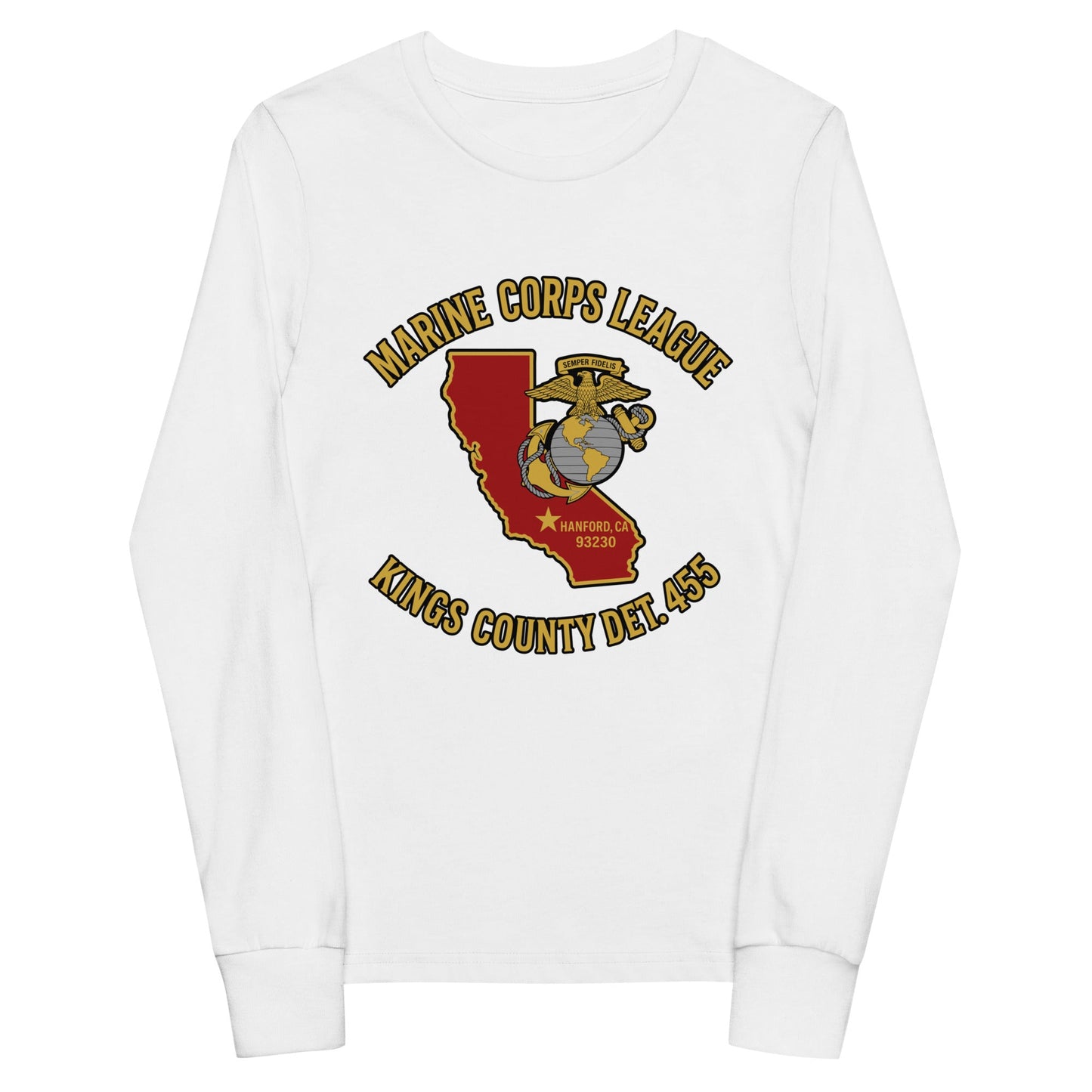 Performance | Youth Long Sleeve T-Shirt | Marine Corps League kings County Det 455 | Crest Logo